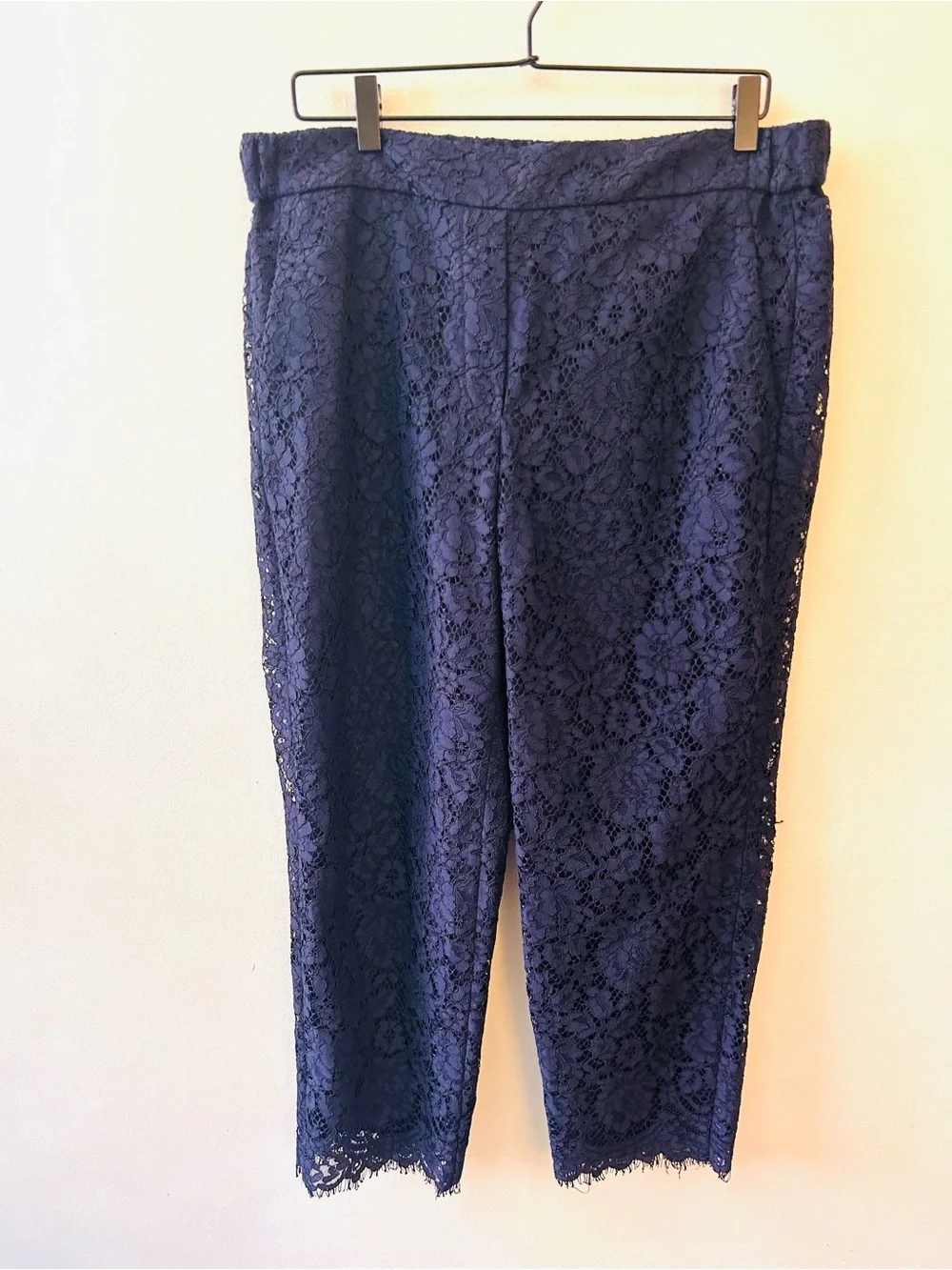 J. Crew Easy Pant in navy lace size 14